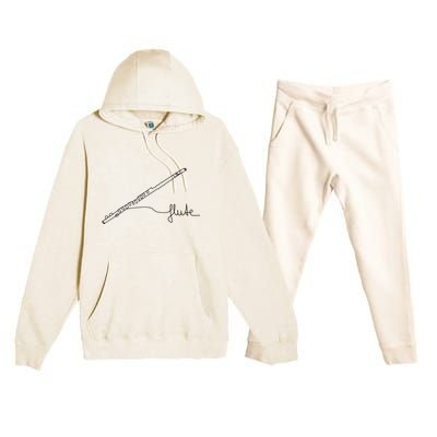 Transverse Flute Music Design One Line Flute Premium Hooded Sweatsuit Set