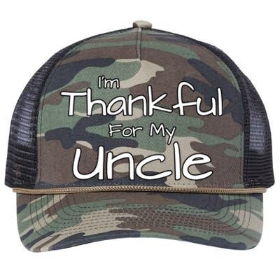 Thankful For My Uncle Matching Family And Friends Funny Gift Retro Rope Trucker Hat Cap