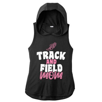 Track & Field Mom Sports Running Proud Mother's Day Ladies PosiCharge Tri-Blend Wicking Draft Hoodie Tank