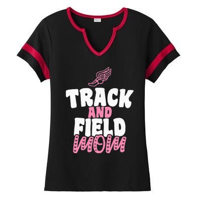 Track & Field Mom Sports Running Proud Mother's Day Ladies Halftime Notch Neck Tee