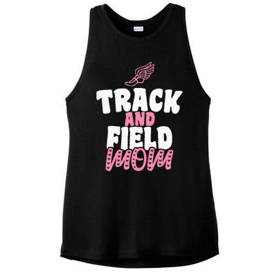 Track & Field Mom Sports Running Proud Mother's Day Ladies PosiCharge Tri-Blend Wicking Tank