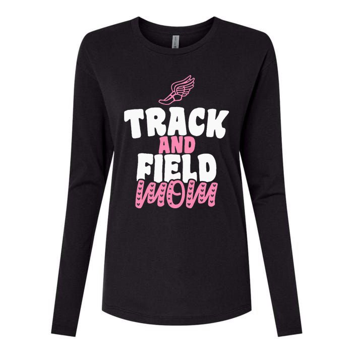 Track & Field Mom Sports Running Proud Mother's Day Womens Cotton Relaxed Long Sleeve T-Shirt