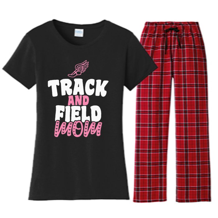 Track & Field Mom Sports Running Proud Mother's Day Women's Flannel Pajama Set