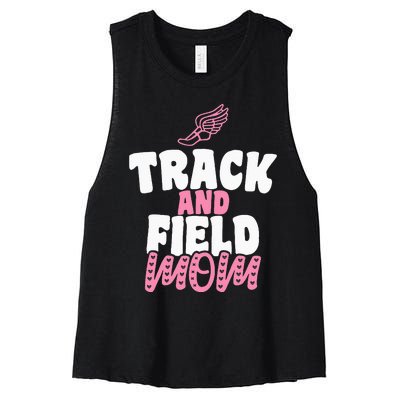 Track & Field Mom Sports Running Proud Mother's Day Women's Racerback Cropped Tank