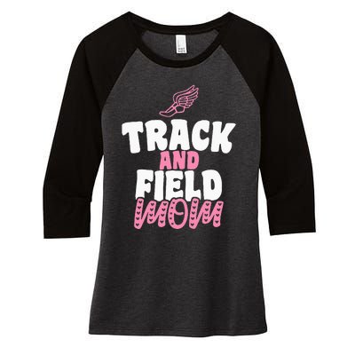 Track & Field Mom Sports Running Proud Mother's Day Women's Tri-Blend 3/4-Sleeve Raglan Shirt