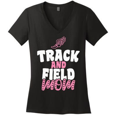 Track & Field Mom Sports Running Proud Mother's Day Women's V-Neck T-Shirt