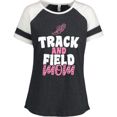 Track & Field Mom Sports Running Proud Mother's Day Enza Ladies Jersey Colorblock Tee