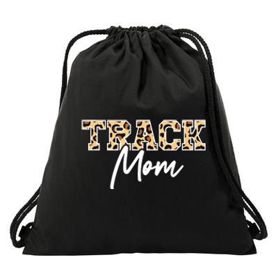 Track Field Mom Leopard Print Drawstring Bag