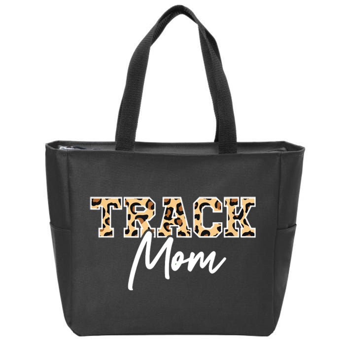 Track Field Mom Leopard Print Zip Tote Bag