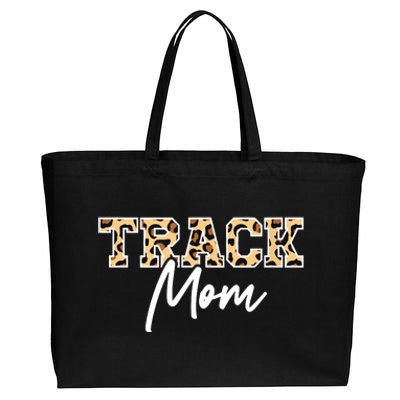 Track Field Mom Leopard Print Cotton Canvas Jumbo Tote