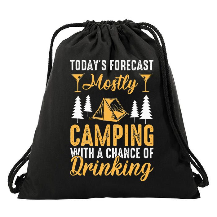Today's forecast mostly camping with a chance of drinking Drawstring Bag