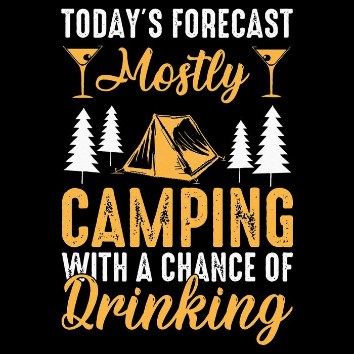 Today's forecast mostly camping with a chance of drinking Drawstring Bag