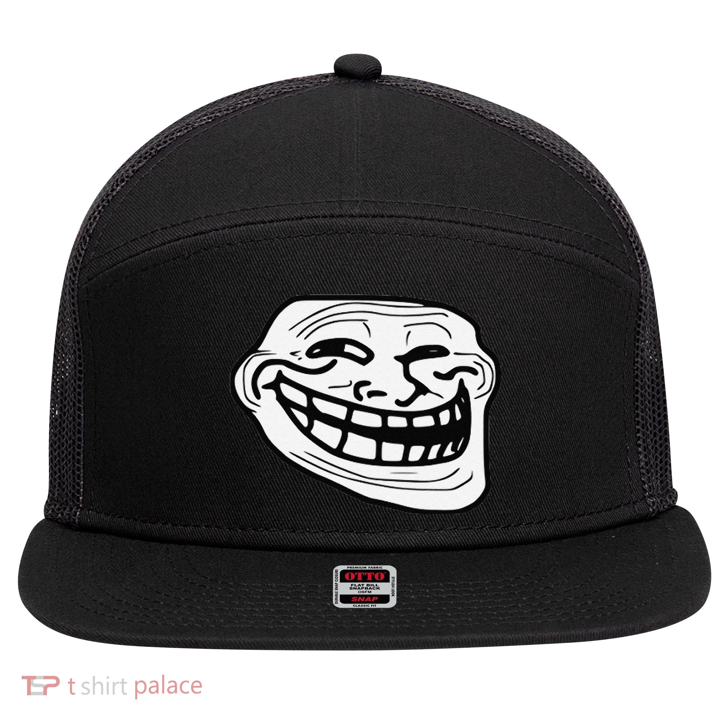 Troll Face Meme Funny Dank Meme Troll Face 7 Panel Mesh Trucker Snapback Hat