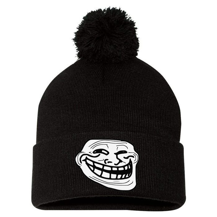 Troll Face Meme Funny Dank Meme Troll Face Pom Pom 12in Knit Beanie