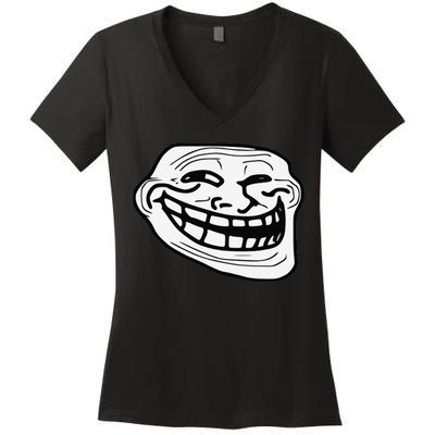 Troll Face Meme Funny Dank Meme Troll Face Women's V-Neck T-Shirt