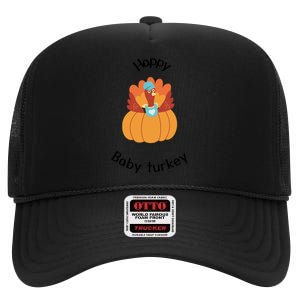 Turkey Family Mama Turkey Papa Turkey Baby Turkey Thanksgiving Family Matchi High Crown Mesh Back Trucker Hat