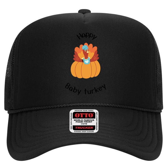 Turkey Family Mama Turkey Papa Turkey Baby Turkey Thanksgiving Family Matchi High Crown Mesh Back Trucker Hat