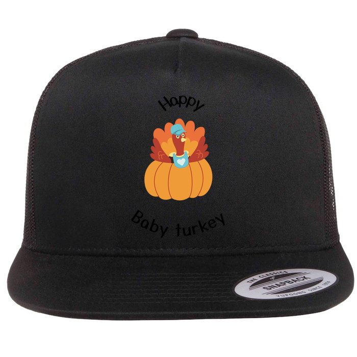 Turkey Family Mama Turkey Papa Turkey Baby Turkey Thanksgiving Family Matchi Flat Bill Trucker Hat