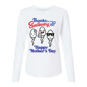 Thanks For Not Swallowing Us Happy Mother's Day Father's Day Womens Cotton Relaxed Long Sleeve T-Shirt