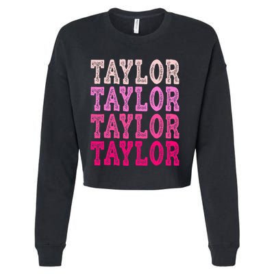 T.aylor First Named Boy Girl Baby Birthday Cropped Pullover Crew
