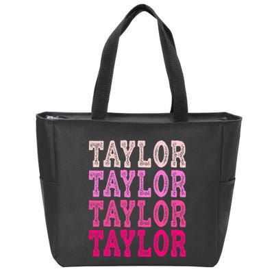 T.aylor First Named Boy Girl Baby Birthday Zip Tote Bag