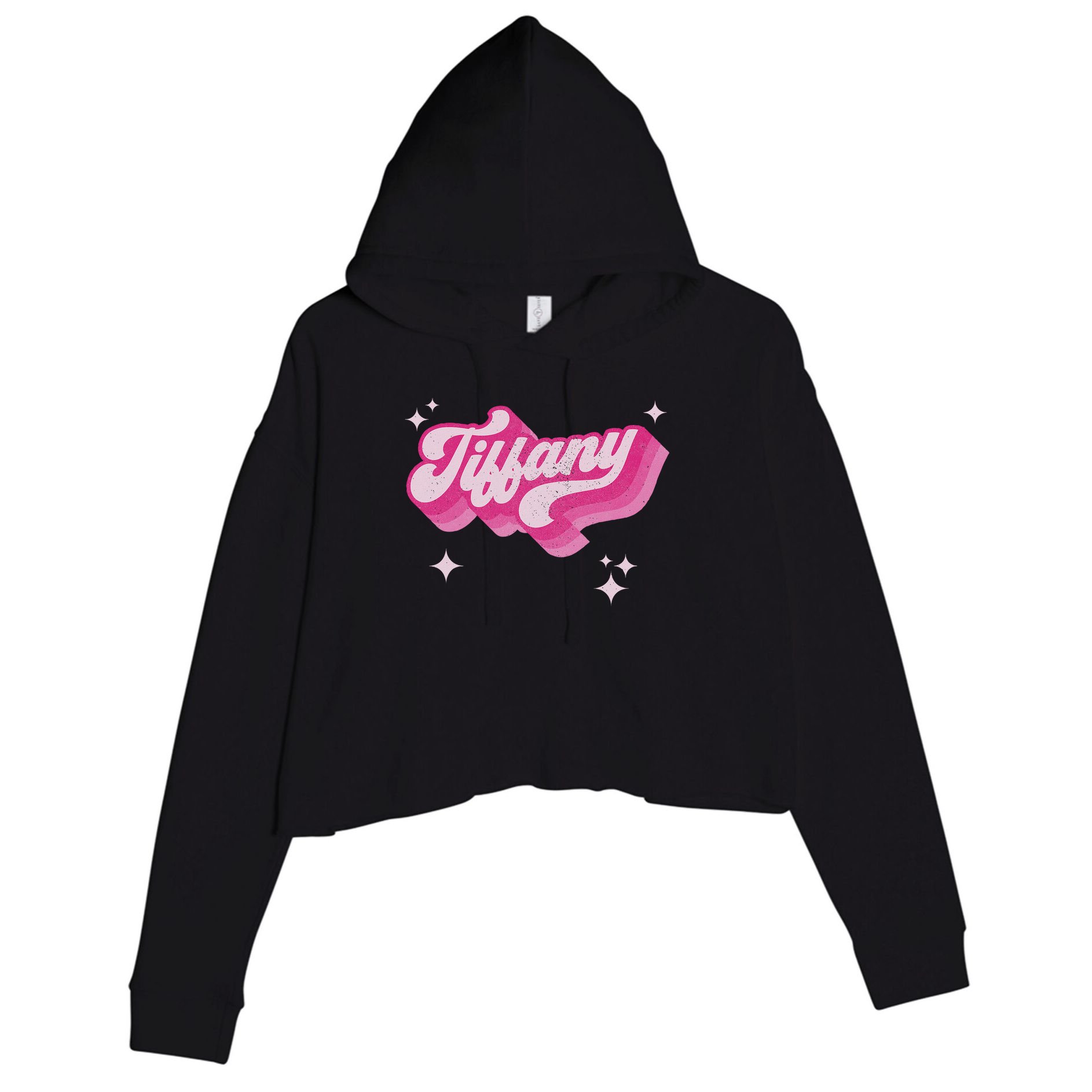 Tiffany First Name Girl Vintage Style 70s Personalized Retro Crop Fleece Hoodie