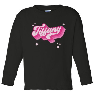 Tiffany First Name Girl Vintage Style 70s Personalized Retro Toddler Long Sleeve Shirt