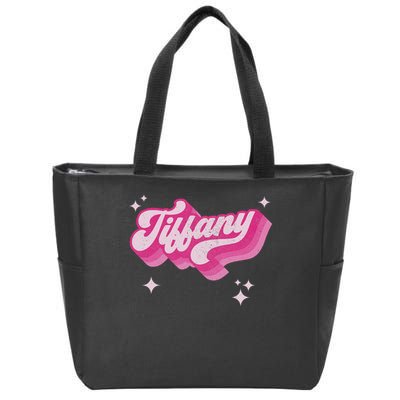 Tiffany First Name Girl Vintage Style 70s Personalized Retro Zip Tote Bag
