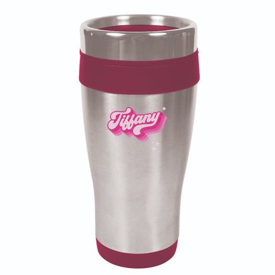 Tiffany First Name Girl Vintage Style 70s Personalized Retro 16oz Travel Tumbler