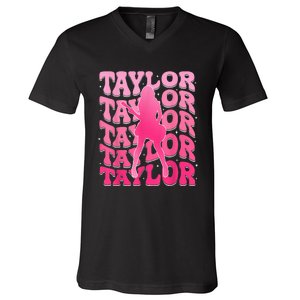 Taylor First Name Personalized 80S V-Neck T-Shirt