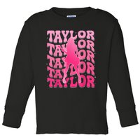 Taylor First Name Personalized 80S Toddler Long Sleeve Shirt