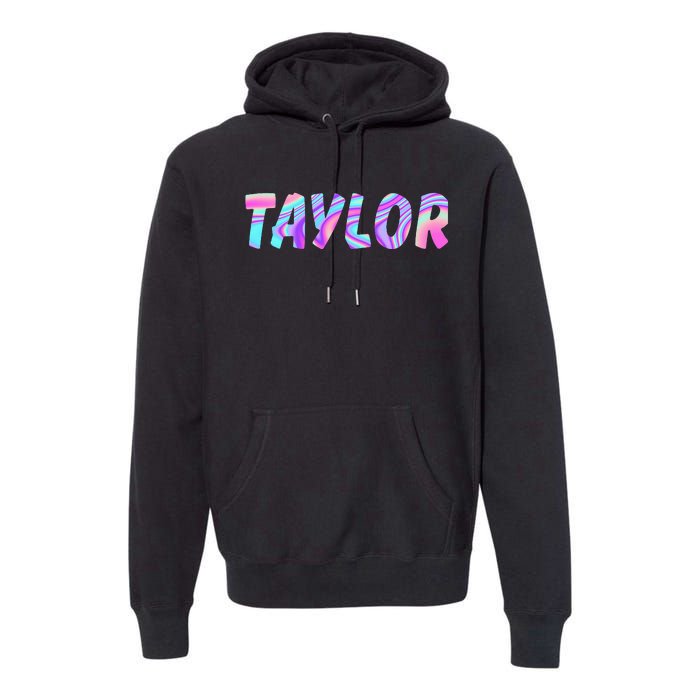 T.AYLOR First Name Personalized retro TA.YLOR name  Premium Hoodie