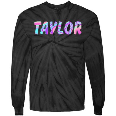 T.AYLOR First Name Personalized retro TA.YLOR name  Tie-Dye Long Sleeve Shirt