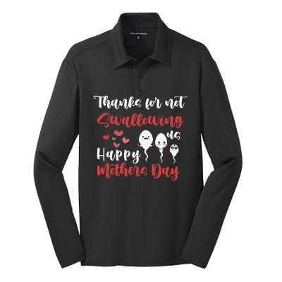 Thanks For Not Swallowing Us Happy Mother's Day Father's Day Silk Touch Performance Long Sleeve Polo