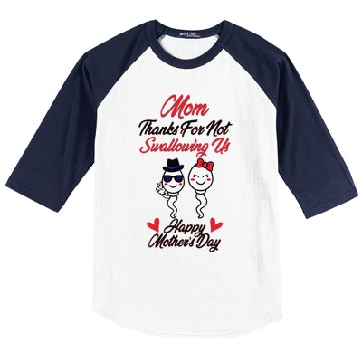 Thanks For Not Swallowing Us Happy Mother's Day Baseball Sleeve Shirt