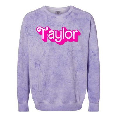 Taylor First Named Baby Birthday Colorblast Crewneck Sweatshirt