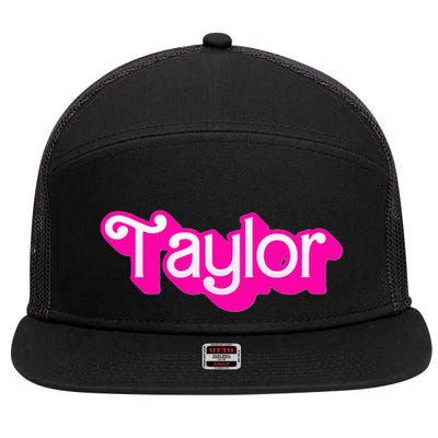 Taylor First Named Baby Birthday 7 Panel Mesh Trucker Snapback Hat