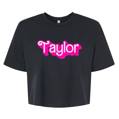 Taylor First Named Baby Birthday Bella+Canvas Jersey Crop Tee