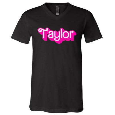 Taylor First Named Baby Birthday V-Neck T-Shirt