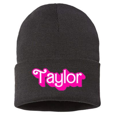 Taylor First Named Baby Birthday Sustainable Knit Beanie