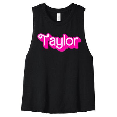 Taylor First Named Baby Birthday Women's Racerback Cropped Tank