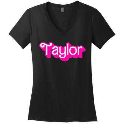 Taylor First Named Baby Birthday Women's V-Neck T-Shirt