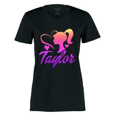 T.aylor First Named  Baby Birthday Women's Momentum V-Neck T-Shirt