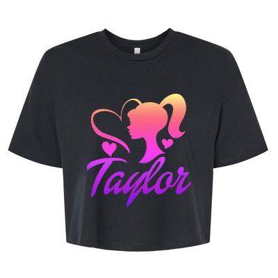 T.aylor First Named  Baby Birthday Bella+Canvas Jersey Crop Tee