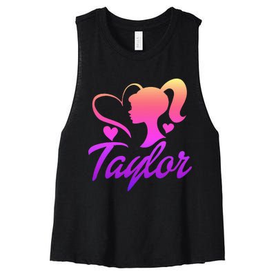 T.aylor First Named  Baby Birthday Women's Racerback Cropped Tank