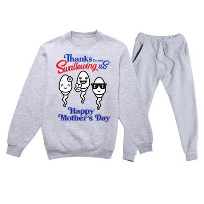 Thanks For Not Swallowing Us Happy Mother's Day Father's Day Premium Crewneck Sweatsuit Set