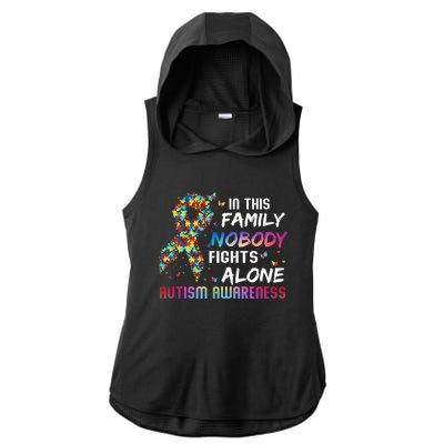 This Family Nobody Fight Alone Puzzle Piece Autism Awareness Gift Ladies PosiCharge Tri-Blend Wicking Draft Hoodie Tank