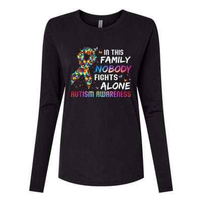 This Family Nobody Fight Alone Puzzle Piece Autism Awareness Gift Womens Cotton Relaxed Long Sleeve T-Shirt