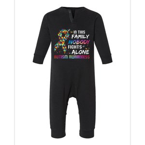 This Family Nobody Fight Alone Puzzle Piece Autism Awareness Gift Infant Fleece One Piece