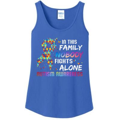 This Family Nobody Fight Alone Puzzle Piece Autism Awareness Gift Ladies Essential Tank